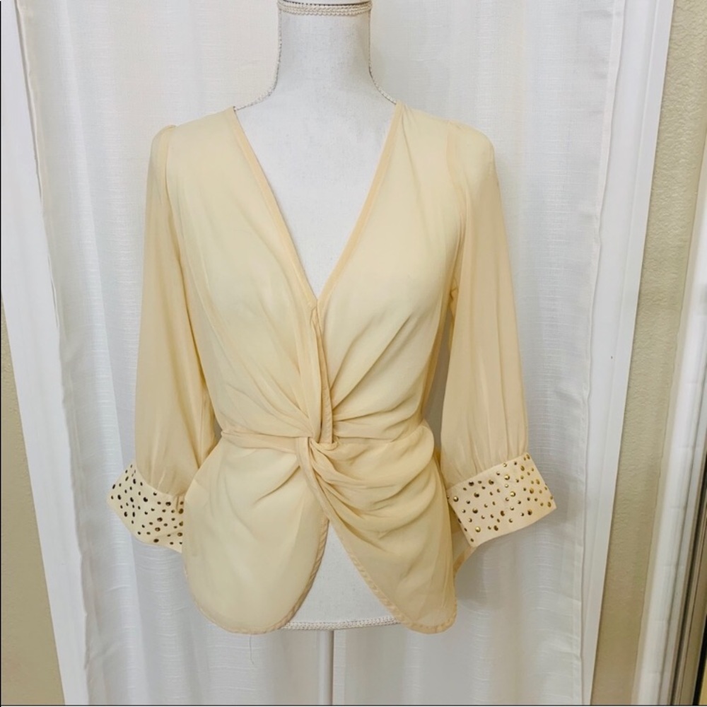Dulce Maria Sheer Cream gold bling blouse